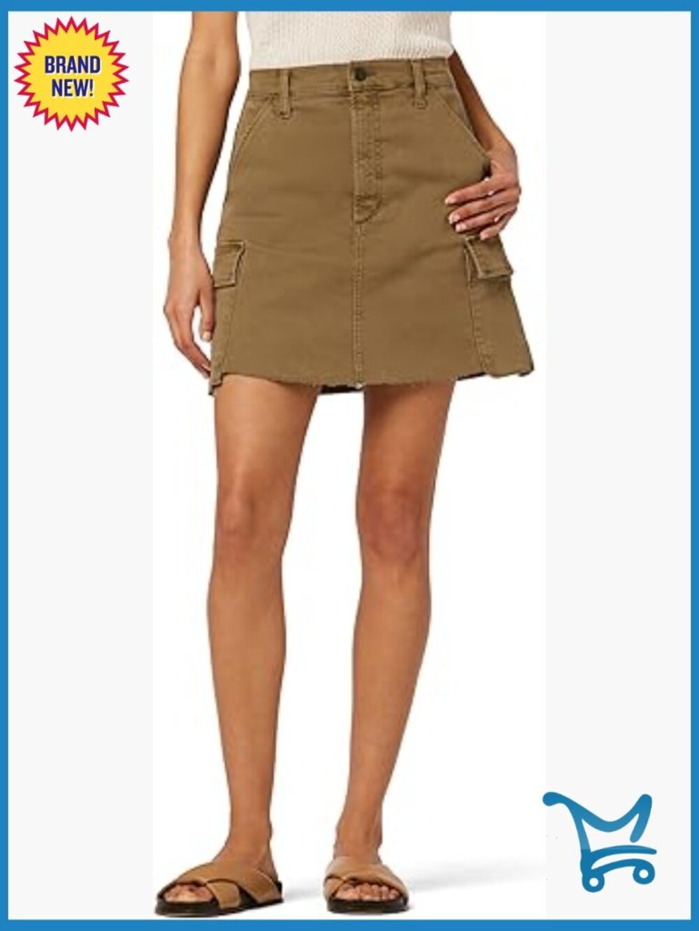 High Rise Cargo Skirt with Pockets - Stretch Twill